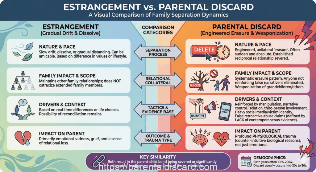 visual depicting difference between parental discard and traditional estrangment